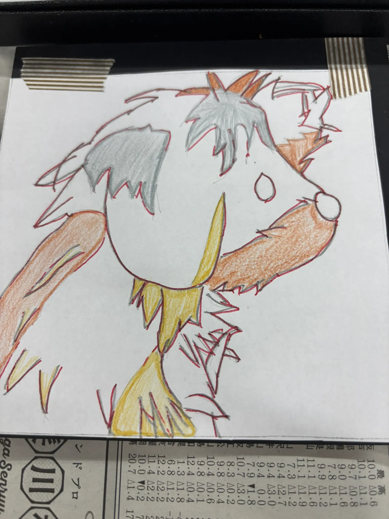 犬のチョークアートの描き方・下書き工程の様子